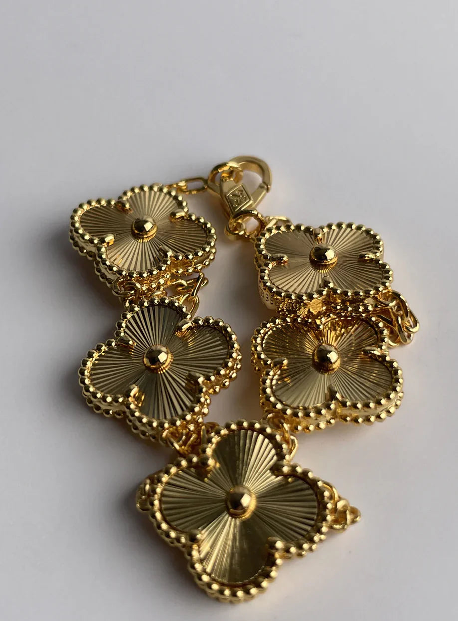 KLEEBLATTARMBAND 925 Sterlingsilber, 18K Gold