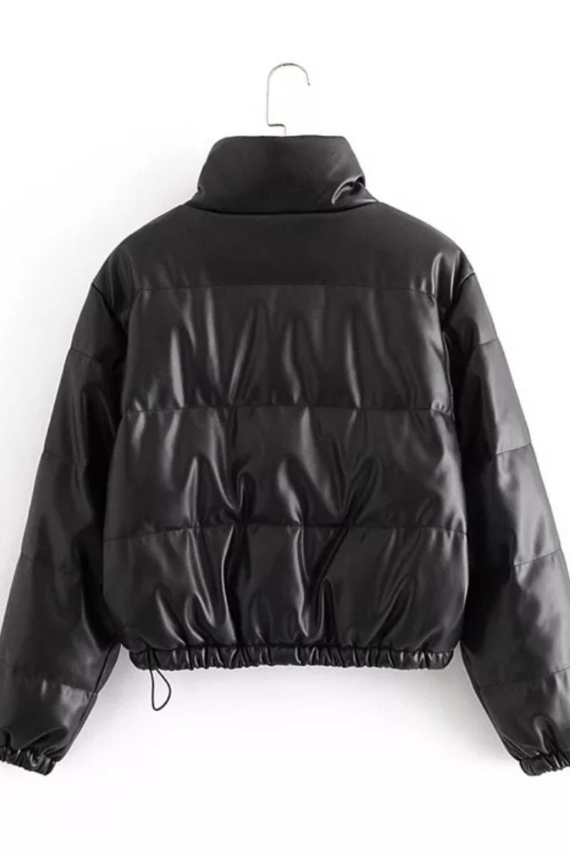 Pufferjacke aus veganem Leder