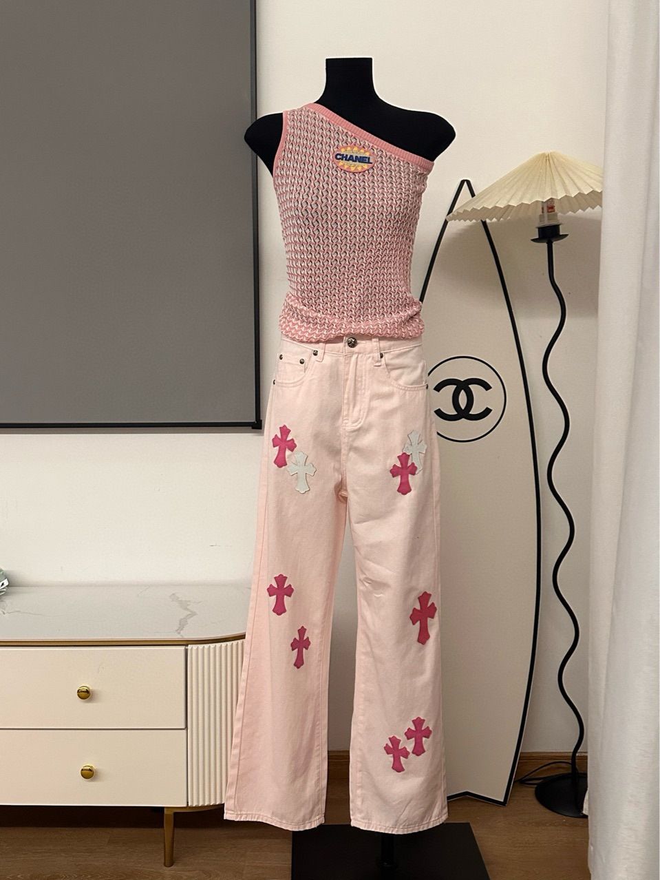 PANTS white pink