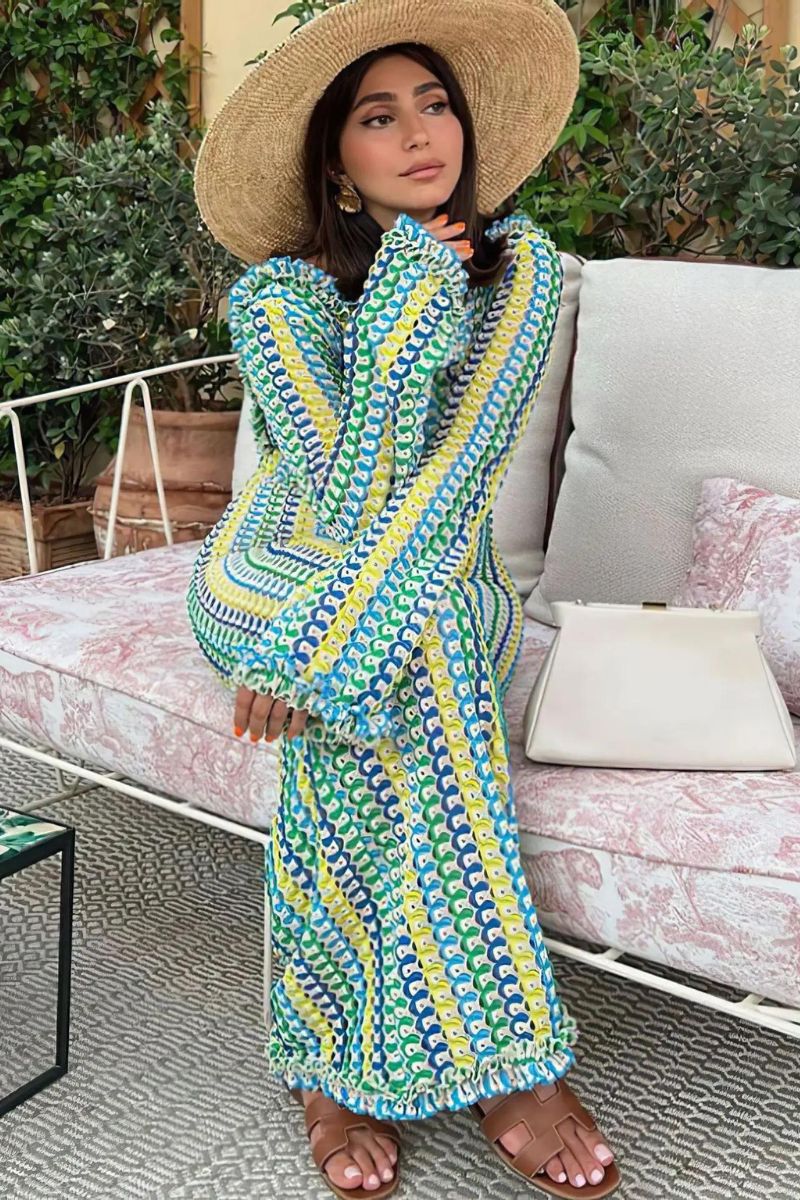 Knitted Backless Flare Sleeve Maxi Dress Roseglam Beauty Knitted Backless Flare Sleeve Maxi Dress Roseglam Beauty