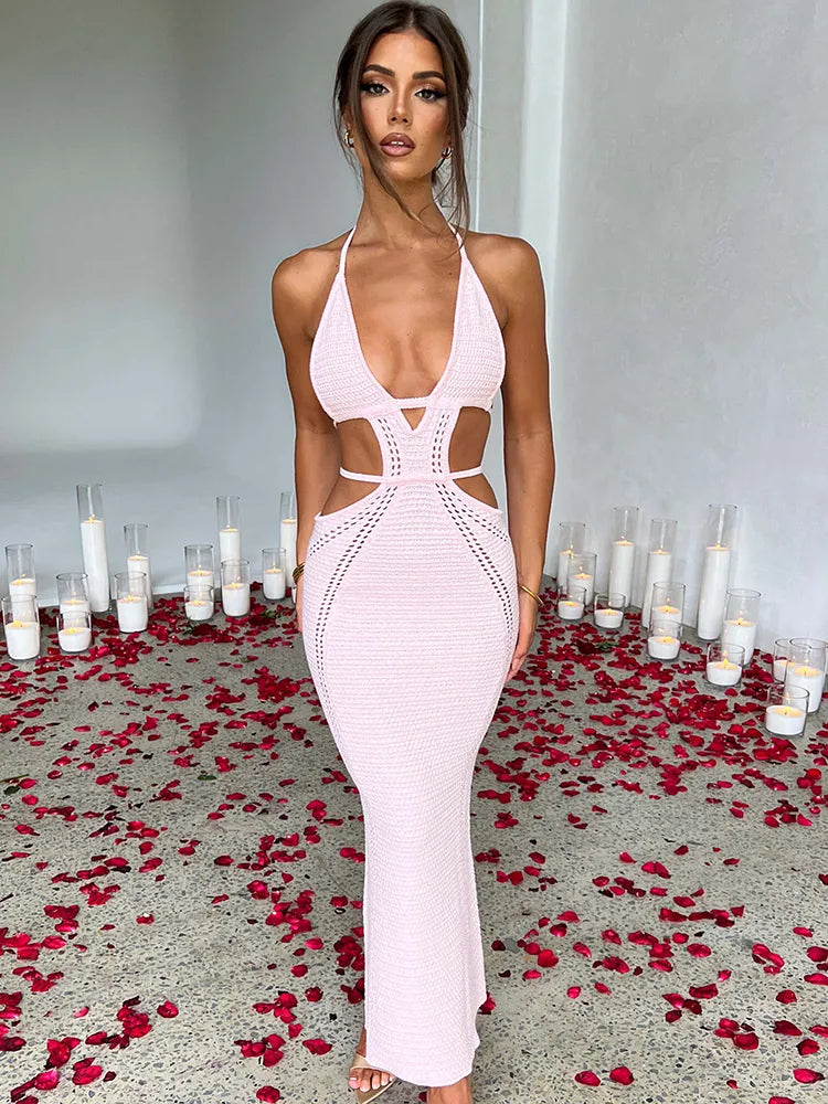 layla crochet maxi dress Vestido Maxi Tejido Layla - Crema